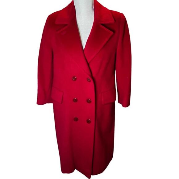 Vintage Petite rice coat company.  Wool and Mohair red  pea coat. - Picture 1 of 11